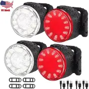 4X USB Rechargeable LED Bicycle Headlight Bike Front Rear Light Cycling Lamp Set