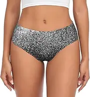 [SAAKE] Shiny Silver Glitter Print Women's Briefs XS S M L XL XXL 3XL 4XL Plus Size Briefs Bikini Ladies Underpants
