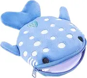 [Generic] Shark Coin Purse Cute Small Wallet Plush Cartoon Cosmetic Items Bag Animal Zipper Keychain Change Purse Mini Earphone Bag Funny Novelty Coin Pouch for Women (Blue, One Size)
