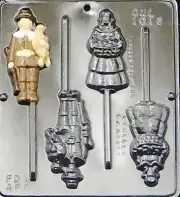 NEW 4 Cavity PILGRIM MAN & WOMAN Chocolate Candy Fondant Clay Lolly Mold