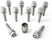 HR H&R 1455607SET Bolt Set Round-Head with Movable Cone R14 M14x1.50-Length 56mm-10 pcs. (e.g. Compatible with Porsche, T5, VW Touareg) -incl. Wheel-Locks