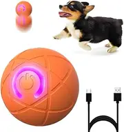 Vibrating Dog Ball, Interactive LED Dog Toy, Fetch Toy for Small, Medium & Large Dogs (Orange)