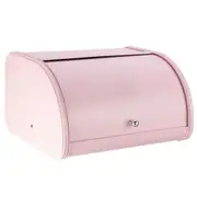 Metal Bread Box Bin Kitchen Organizer Container Bins with Roll Top Lid Pink