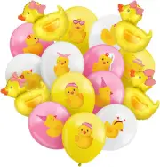 Sratte 40 Pcs Duck Balloon Rubber Duck Party Decorations 12 Inch Duck Shape Foil