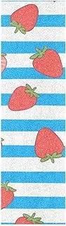 Amooorous Blue White Striped Fruit Strawberry Decorative Grip Tape for Skateboards Anti-Tearing Scooter Grips Tape Tear-Proof Cruiser Griptape 33×9 Inch