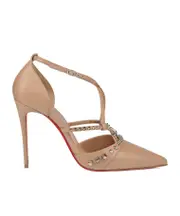 Pointed rivet high heels 39 beige