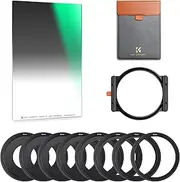 K&F Concept Soft GND8 (3 Stops) + Metal Filter Holder + 8 * Adapter Ring Square Filter Kit, 100x150mm Soft Graduated Neutral Density Filter Set for Camera Lens