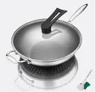32Cm Stainless Steel Frying Non-Stick Stir Fry Cooking Kitchen Wok Pan Double...