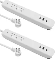 Power Strip with USB C Surge Protector With Extension Cord 4ft, ETL Listed 2Pack