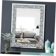 Crystal Crush Diamond Rectangle Silver Mirror for Wall Decoration 24x32inch