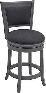 [Ball & Cast] Upholstered Swivel Counter Stools Kitchen Bar Stools 24" Seat Height Wooden Frame Stool Chair,Dark Grey (HSA-1102D-1)