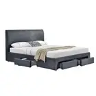 Design Square Modern Designer Fabric Bed Frame Headboard W/ 4-Drawers Storage Qu