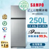 在飛比找momo購物網優惠-【SAMPO 聲寶】250公升一級星美滿極光鈦變頻系列雙門冰