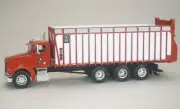 Peterbilt 385 in Red w/ Meyer 8126RT Boss Forage Box Diecast 1:64 Scale Model -