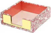 Buqoo Sticky Note Holder 4x4 in Acrylic Pink Gold Rhinestone Post It Note Holders Bling Crystal Handmade Bedazzled Memo Pad Holder Dispenser Organizer for Home School Office Desk Supplies Accessories