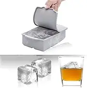 Large Silicone Ice Cube Tray with Lid for Whiskey Cocktails & More - Stackable Mold for Big Ice Cubes, BPA-Free, Easy Release - Enjoy Chilled Drinks & Frozen Treats
