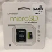 UNIREX 64GB UHS-1 MicroSD Card with SD Adapter Class 10 UMS Series FAST SHIP