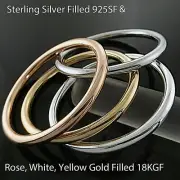 Cuff Bangles 925 Sterling Silver Filled & 18k Yellow Rose Gold Filled