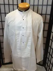 Neil Allyn Men White Formal Pleated Tuxedo Wedding Dress Shirt Size L 36 - 37