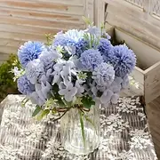 1 Bundle Artificial Hydrangea Bouquet, Faux Dried Flowers for Table Centerpieces, Living Room Vases, Home Floral Arrangement and Decoration