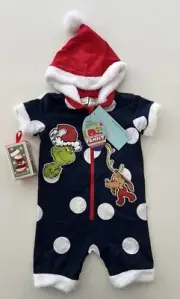 NEW! Peter Alexander The Grinch Baby One Piece Christmas Pyjamas Socks 18-24 Mth