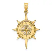 14k Yellow Gold Star Frame w/ Nautical Compass Center Charm