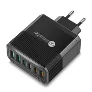 BK304 PD55W 6-Port USB PD Charger 3USB-A+3USB-C PD QC3.0 Fast Charging Wall Charger Adapter EU Plug US Plug for iPhone 1