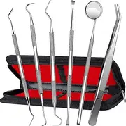 Dental Tools, Plaque Remover for Teeth, Professional Dental Hygiene Cleaning Kit, Stainless Steel Tooth Scraper Plaque Tartar Remover Cleaner, Dental Pick Scaler Oral Care Tools Set - with Case