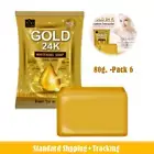 6x Gold 24k white Bar soap 80g./ Collagen Reduce Acne Freckle Wrinkle Dark Spots