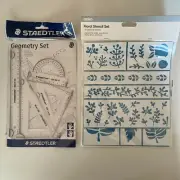 Staedtler Geometry Set of 4 Clear 569 PB4-0 & Stencil Set