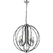 Rosa 5L Ball Traditional Pendant Lights Chrome Black | Marden Designer