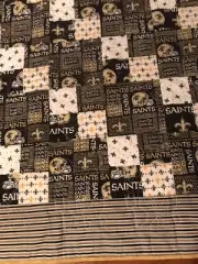NEW ORLEANS SAINTS TWIN 65” BY 87” SAINTS QUILT WORD DESIGN QUILT HANDMADE
