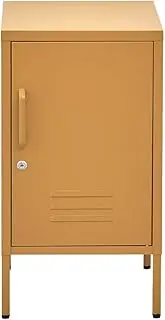 ArtissIn Locker, Mini Metal Sideboard Buffet Cabinet Bedside Table Shoe Storage TV Cabinets Organiser Home Bedroom Kitchen Living Room Bathroom Furniture, Lockable Adjustable Shelves with Doors Yellow