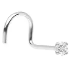 14K Solid White Gold 20G Nose Screw Ring 2mm Genuine Diamond Jewel Nose Piercing