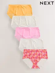 Tropical Print Midi No VPL Lace Back Briefs 5 Pack (AV4552) | $56
