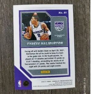 2020-21 Chronicles 印第安納溜馬隊 Tyrese Haliburton RC 球員卡