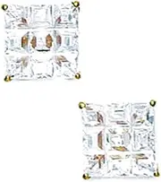 [JewelryWeb] 14k Yellow Gold 7x7mm 9 Segment Square CZ Simulated Diamond Basket Set Earrings Stud Earring for Women