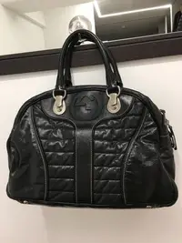 在飛比找Yahoo!奇摩拍賣優惠-Gucci黑色牛皮拼漆皮手提包（旅行袋）