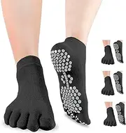 [ss soxsense] Soxsense Pilates Socks for Men Women, Non Slip Grip Toe Socks for Yoga/Barre/Fintess/Slipper Socks with Cushion (3Pairs)