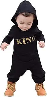 [Generic] Baby Boy Fall Clothes 3-6 Months Clothes Boy Romper Jumpsuit Playsuit Hooded Infant Outfits Baby Letter Girls Outfits&Set Set Girl Black