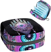 Period Bag,Sanitary Napkin Storage Bag,Ethnic Style Eye Hand Mandala,Tampon Bag for Purse