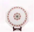 18" white marble table top coffee side inlay lapis decor antique mosaic h10