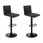 New Set of 2 Fabric Bar Stools - Black