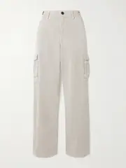 [James Perse] James Perse - Cotton-blend Twill Straight-leg Cargo Pants - Ecru - 0 0 Ecru