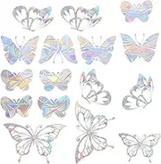 Flower Pattern Window Clings - Anti-Collision Window Decals to Save Birds from Window Collisions,Non Adhesive Prismatic Vinyl Window Clings, Rainbow Stickers