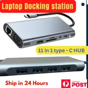 11 in 1 Laptop Docking Station Type-C HUB HDMI HD 4K USB 3.0 VGA PD SD /TF