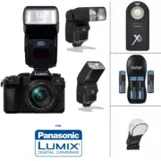 TTL ZOOM SWIVEL FLASH + REMOTE + CHARGER + BATTERIES FOR Panasonic Lumix GH5