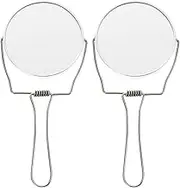2Pcs Handheld Vanity Mirror Double Sided Cosmetic Mirror for Women Durable Reflection for Quick Touch Ups Bedroom Bathroom Travel