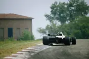 Nelson Piquet Brabham BT49C Ford drifts on to an exit kerb 1981 F1 Old Photo