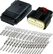 Molex 16 Pin Wire Connector, Harley BLACK Waterproof, Sealed Kit, MX150